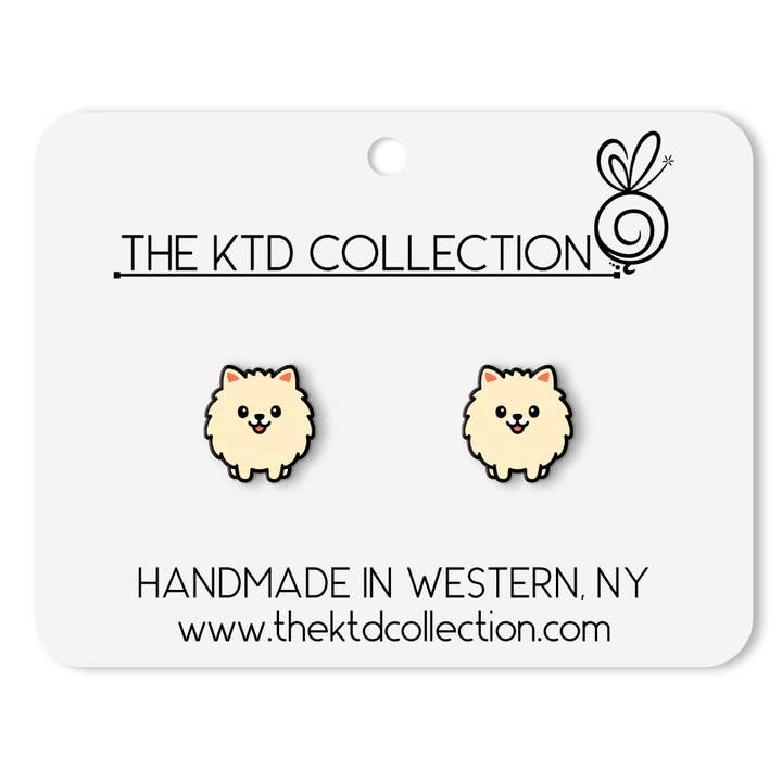 Boucles d'oreilles clous Chien Poméranien pour la vente par The KTD Collection