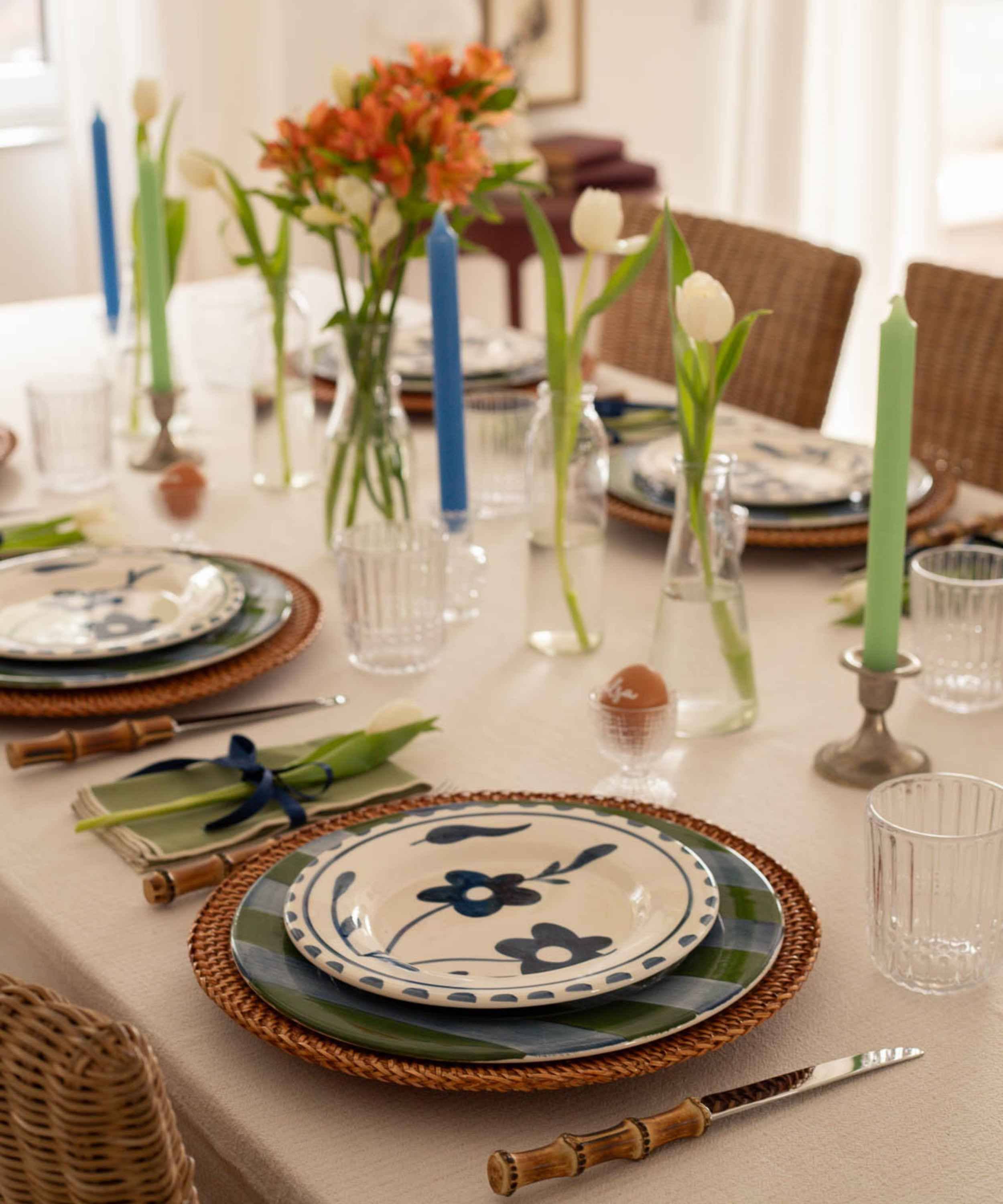 Valsa Home - Wholesale Salad Plate - Blue Flowers Dessert Plate WS2