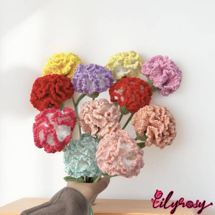 Lilyrosy(Duty free) - Wholesale Artificial flowers - Crochet carnation , Handmade Gifts, mother's day gifts7