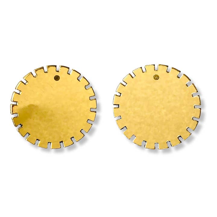 Bright Sun Gold Acrylic Disk Earrings for wholesale by anamarinastudio