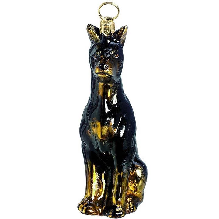 Handgemaakt glazen ornament van Doberman voor wholesale door Joy To The World Collectibles