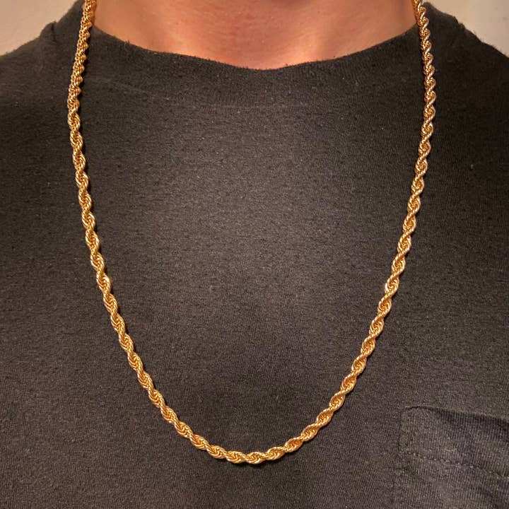 14k Gold Layered Rope Chain 24in 4mm for wholesale by Prestige Jewelry