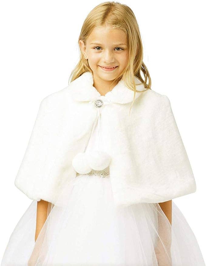 iGirlDress - Wholesale Cape - Kids - Girls Plush Fur Cape with Collar Flower Girl Bolero Jacket