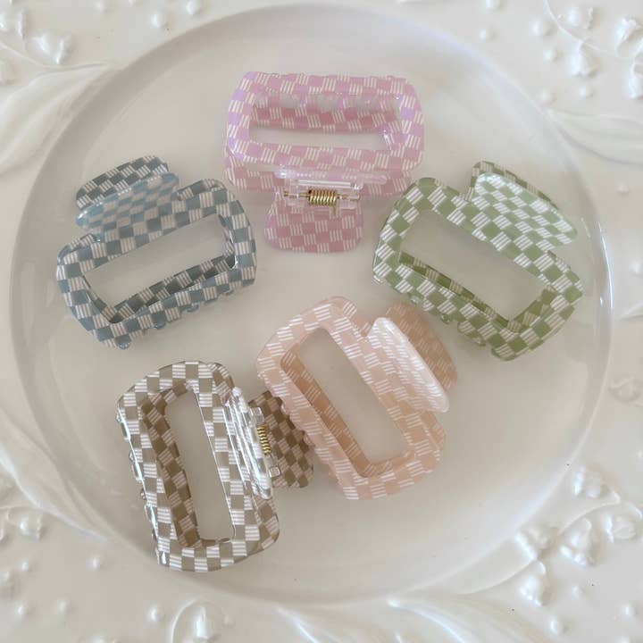 Rutig Rund Rektangulär Hårklämma - CUPO RUTIG för wholesale av LoveLina