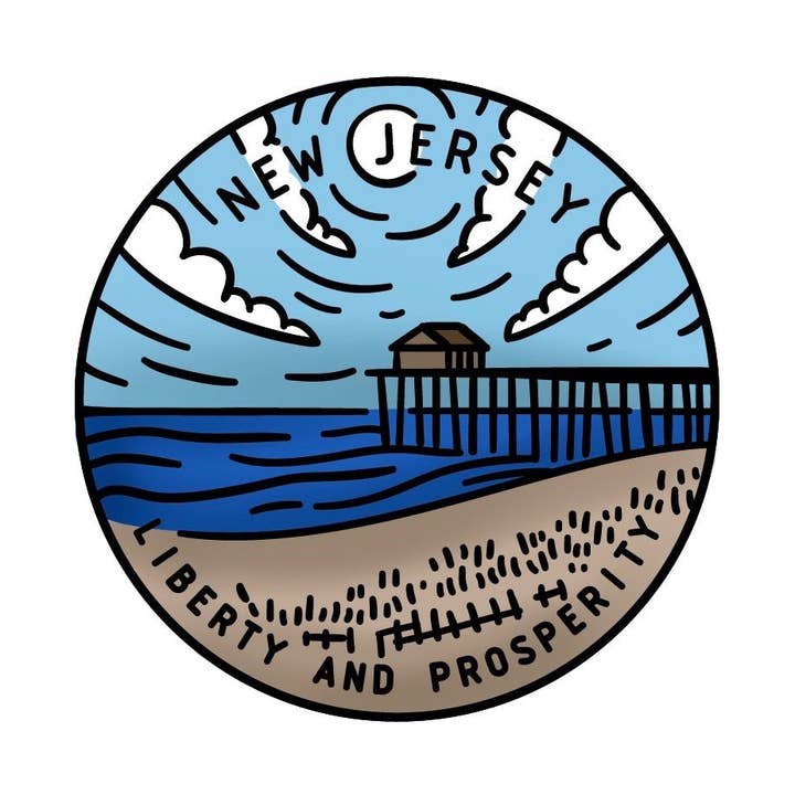 50 États Cercles - Ensemble de Tampons Photopolymères 2x2 - New Jersey pour la vente par Honey Bee Stamps