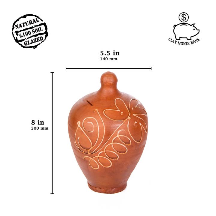 Hakan - Wholesale Money/Piggy Bank - Natural Clay Piggy Banks for Adults, Terracotta Coin Banks