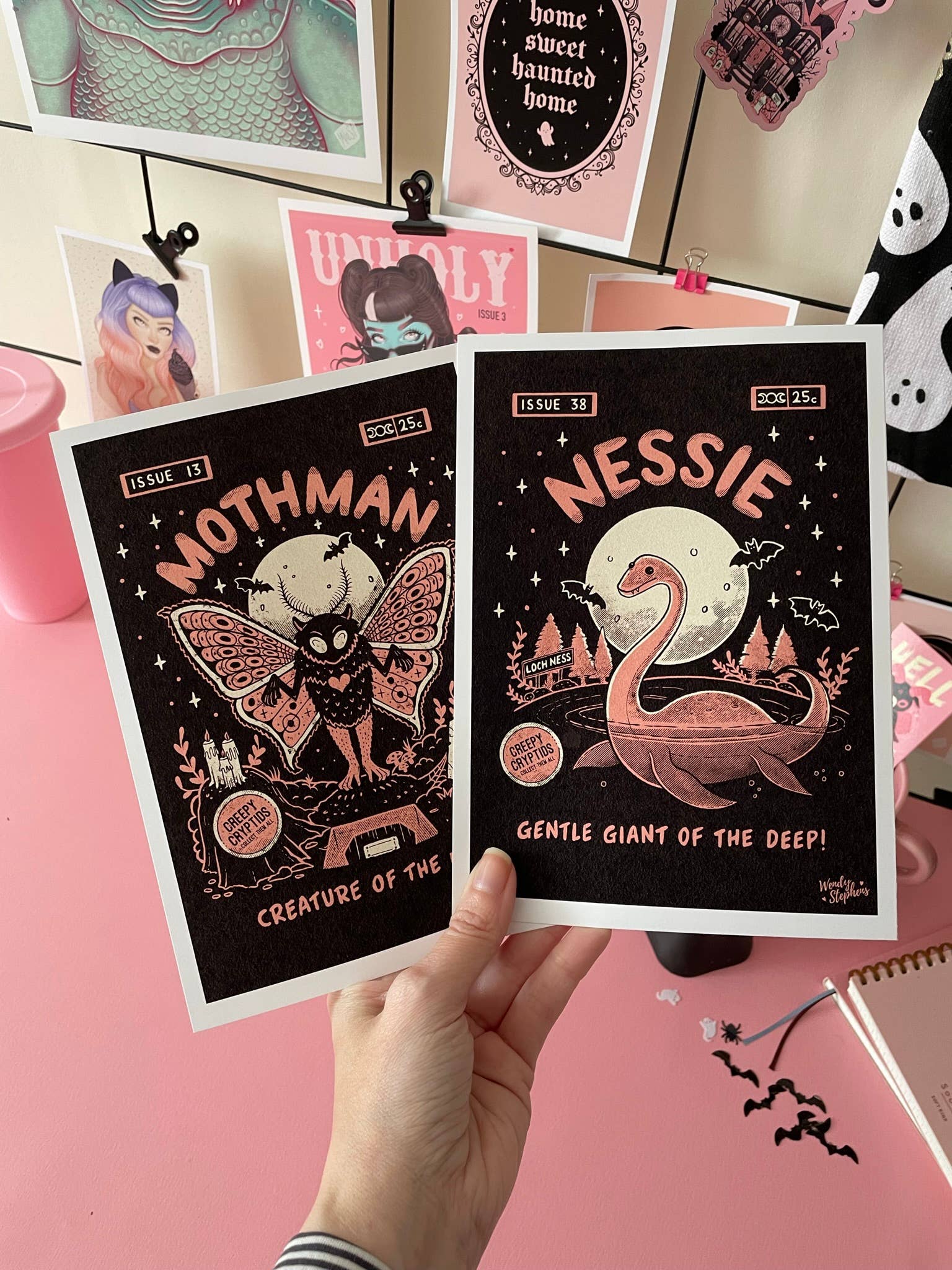 Wendy Stephens Art - Wholesale Art Print - Nessie Loch Ness Cryptid  Gothic Art Prints1