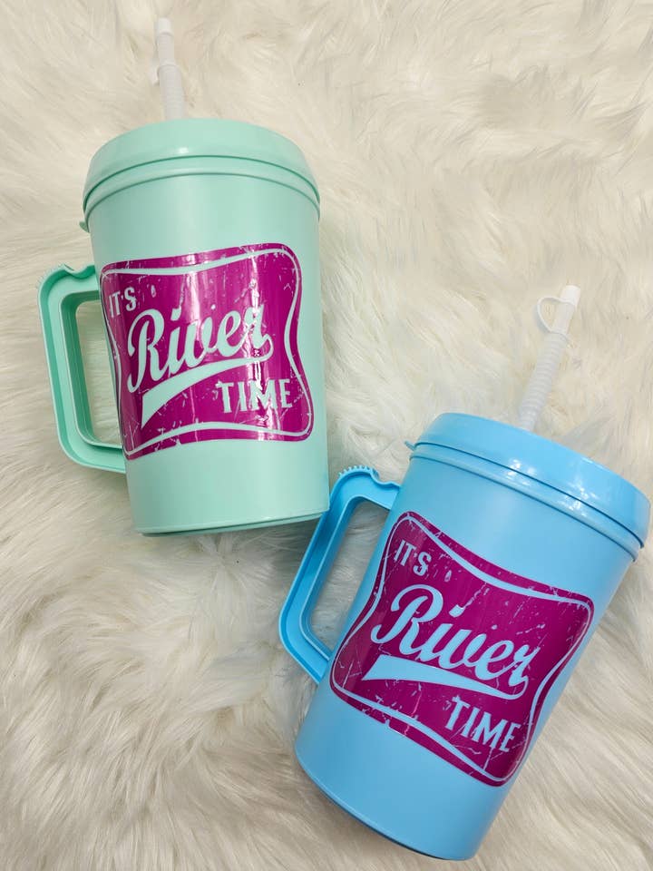 'It's River Time' Mega Trucker Mug 34oz for wholesale by Scratch Decor