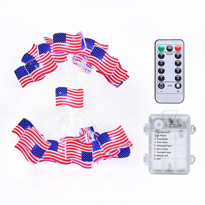 Guirlandes lumineuses représentant le drapeau américain pour le 4 juillet, alimentées par batterie pour la vente par SELLVAY Fairy String Lights