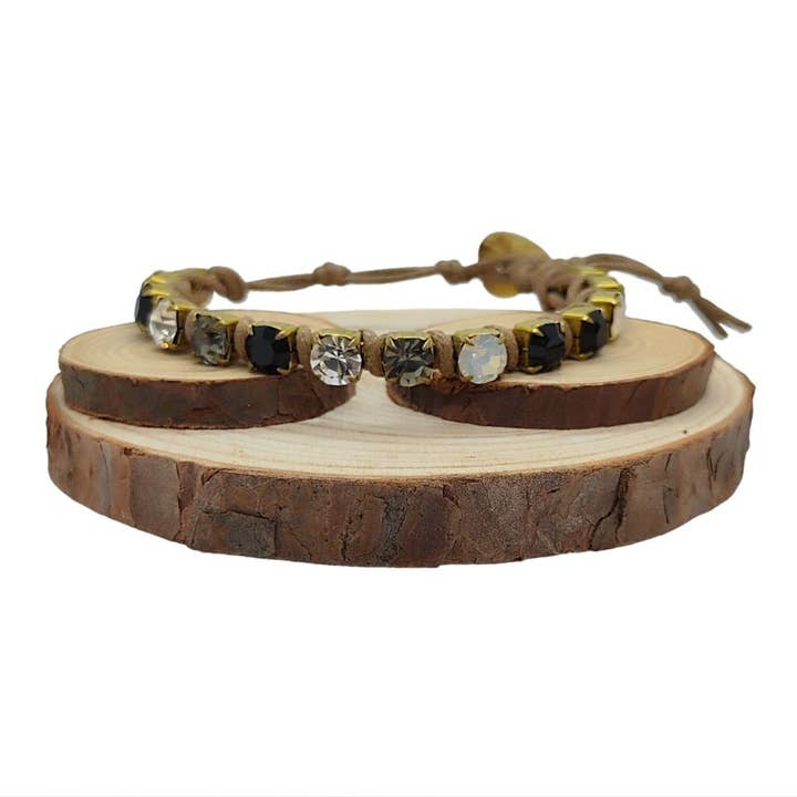 Bracelets à chaîne en cristal, grands, multicolores, noir/blanc pour la vente par QUÉ MÁS JEWELS