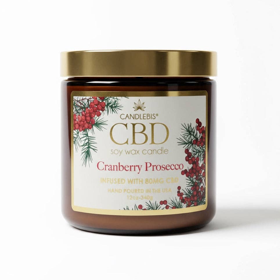 Candlebis CBD Candles - Wholesale Jar/Filled Candle - CRANBERRY PROSECCO CBD CANDLE
