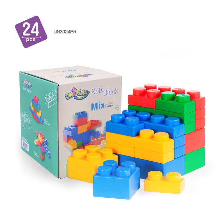 UNiPLAY #UN3024PR MIX Jumbo Soft Building Blocks 24pcs for wholesale by UNiPLAY