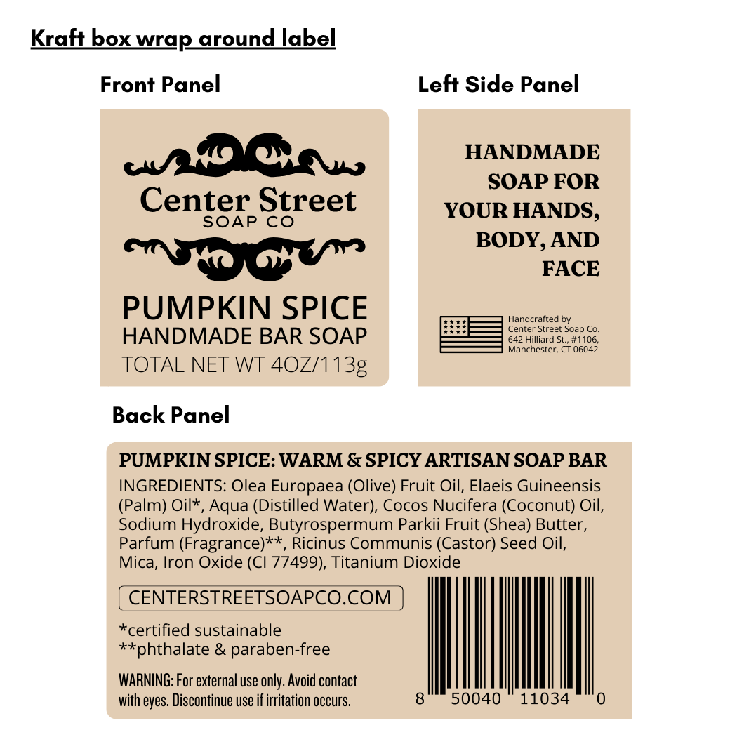 Center Street Soap Co - Wholesale Bar Soap - Pumpkin Spice Fall Handmade Bar Soap - 4oz3
