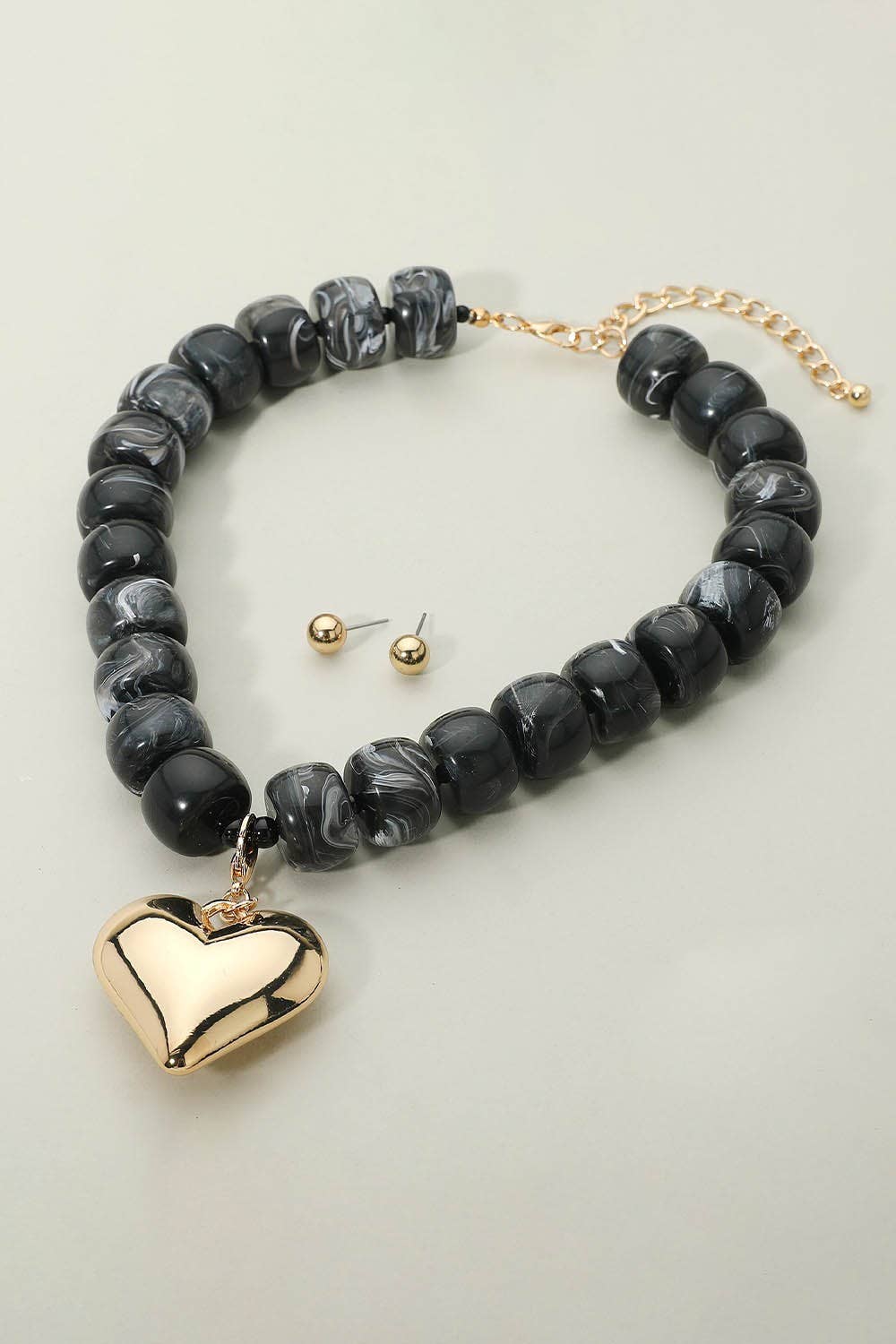 anbfashion – wholesale Beaded/pearl necklace – PUFFY HEART PENDANT BEADED NECKLACE 6