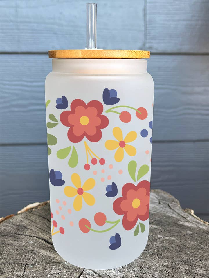 Copo de Vidro Fosco para Café Gelado de 16oz com Tampa e Palhinha por atacado de Lester Lou’s Designs