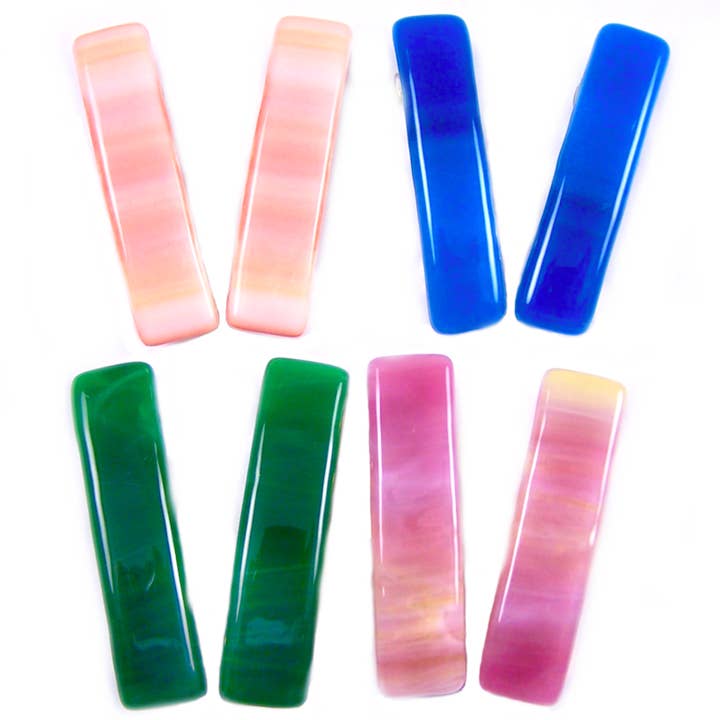 Glass Town USA - Wholesale Barrette - Kids - Children's Barrette Pairs Stained Glass Bright Swirls Small