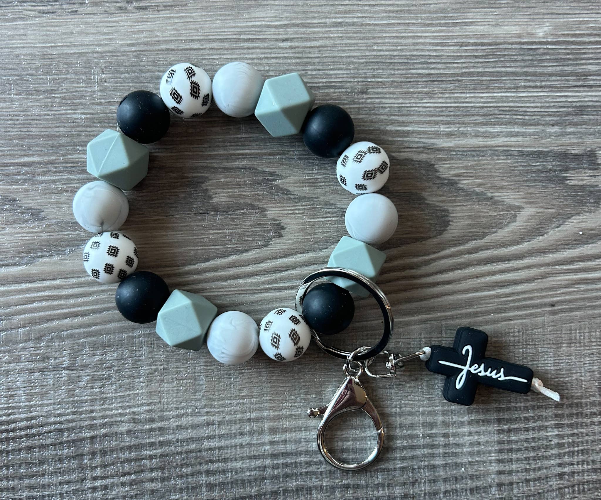 JILLIAN INK LLC - Wholesale Keychain Bracelet - Faith Jesus Cross Wristlet Keychain1