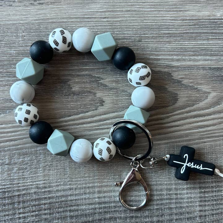 JILLIAN INK LLC - Wholesale Keychain Bracelet - Faith Jesus Cross Wristlet Keychain1