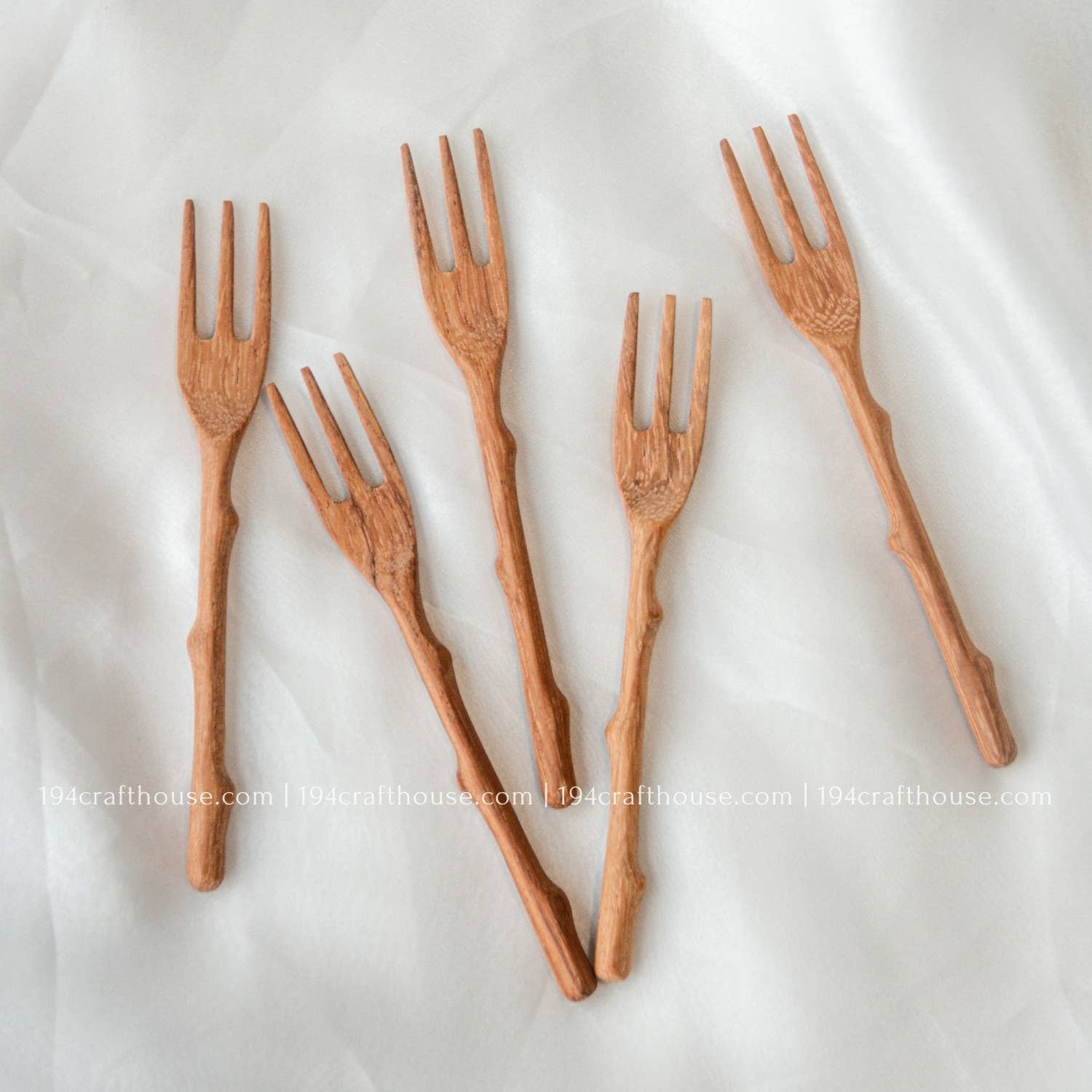 194 Craft House - Wholesale Serving Utensil - Branch Tree Small Wooden Fork - Kitchen Serving Utensils4