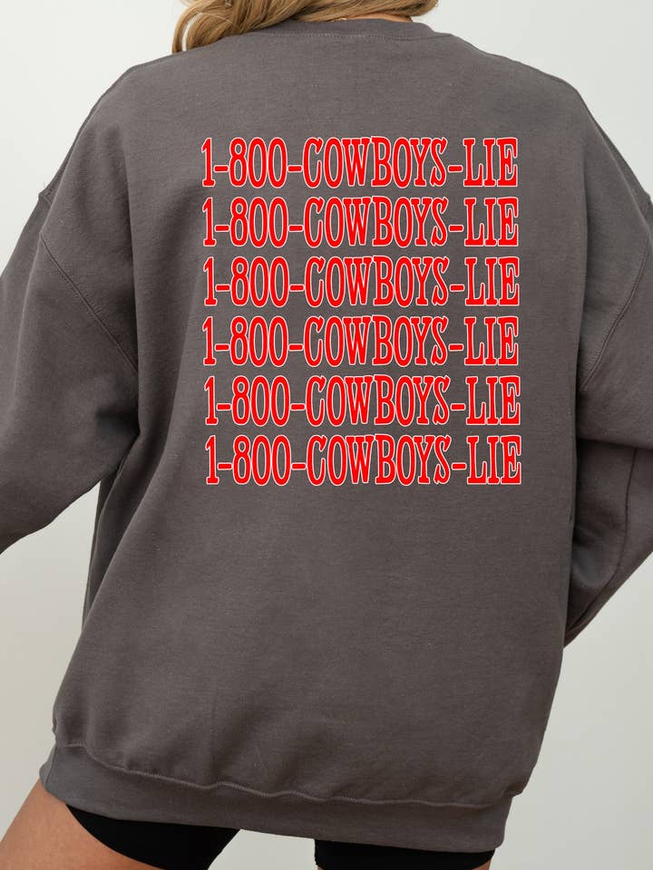 1-800-COWBOYS-LIE GRAPHIC SWEATER for wholesale by Spirit+Tribe
