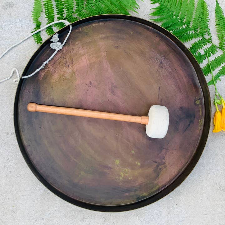 Lungta Imports - Wholesale Meditation Supplies - Tibetan Om Gong Diameter Handmade, Temple Gong Healing, Mindfulness Meditation1