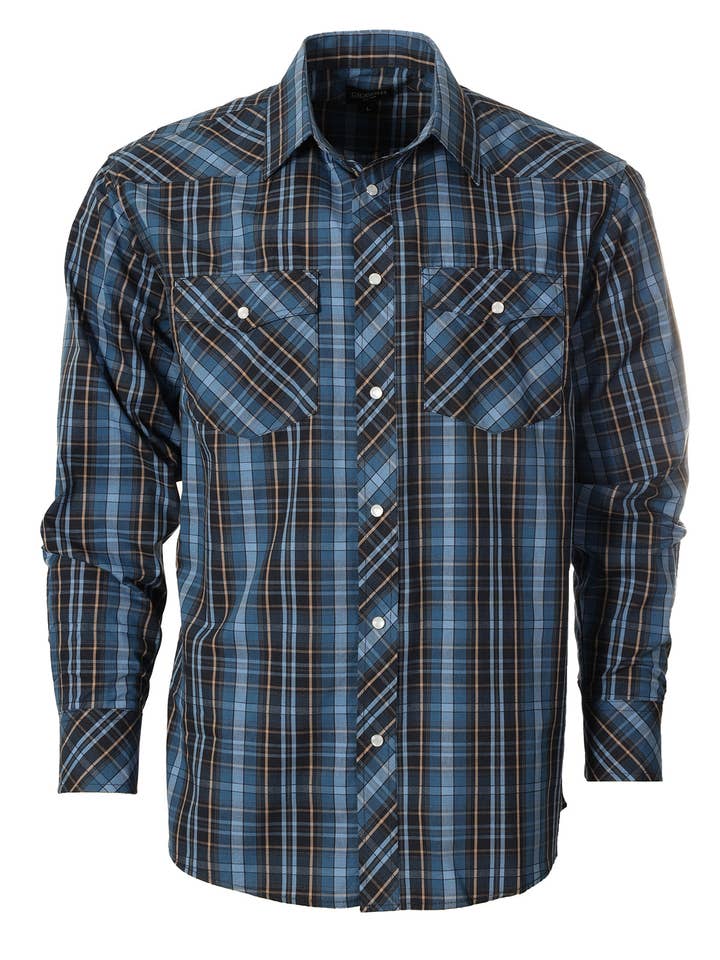 b-one inc - Wholesale Buttoned-down shirt – Men's - Men's Pearl Snap Button Down Plaid Long Sleeve Western Shirt4