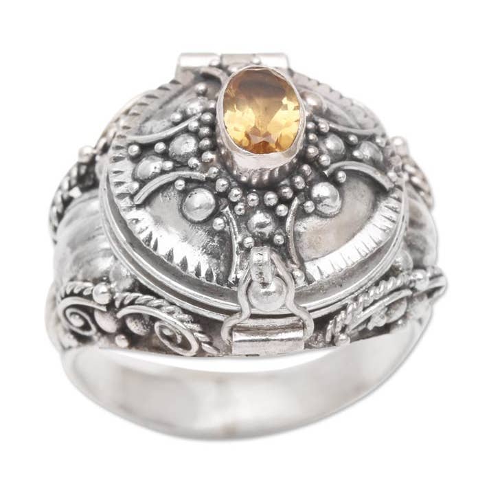 Novica Handmade Crusaders Secret Citrine Locket Ring for wholesale by NOVICA