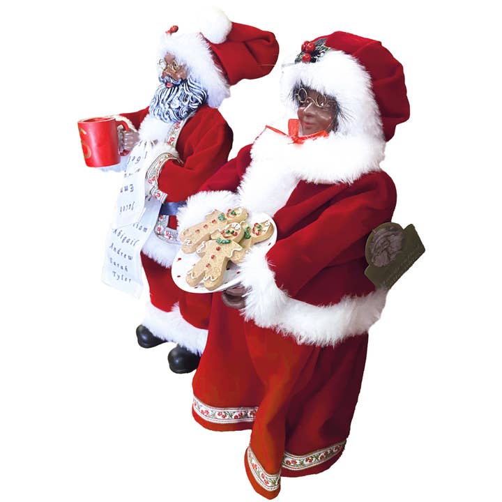 Santa’s Workshop Inc. - Wholesale Christmas Decoration - 12" Black Mr. and Mrs. Claus, Set of 22