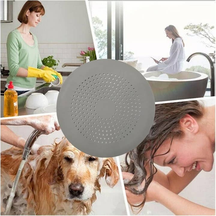 Vigor Path - Wholesale Sink Strainer/Stopper - Hair Catcher Round Silicone Hair Stopper with Suction Cup - Pack of 2 (Grey)5