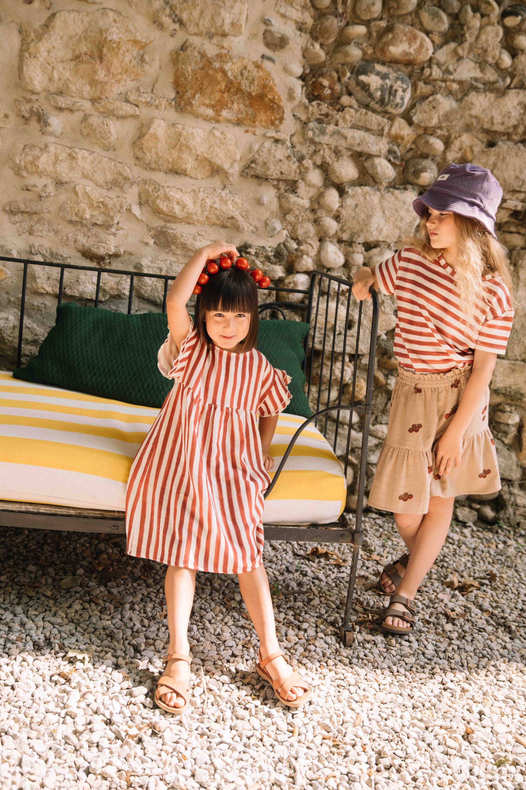 Studio Bohème Paris - Wholesale Dress - Kids - Brick red striped Cousine dress11