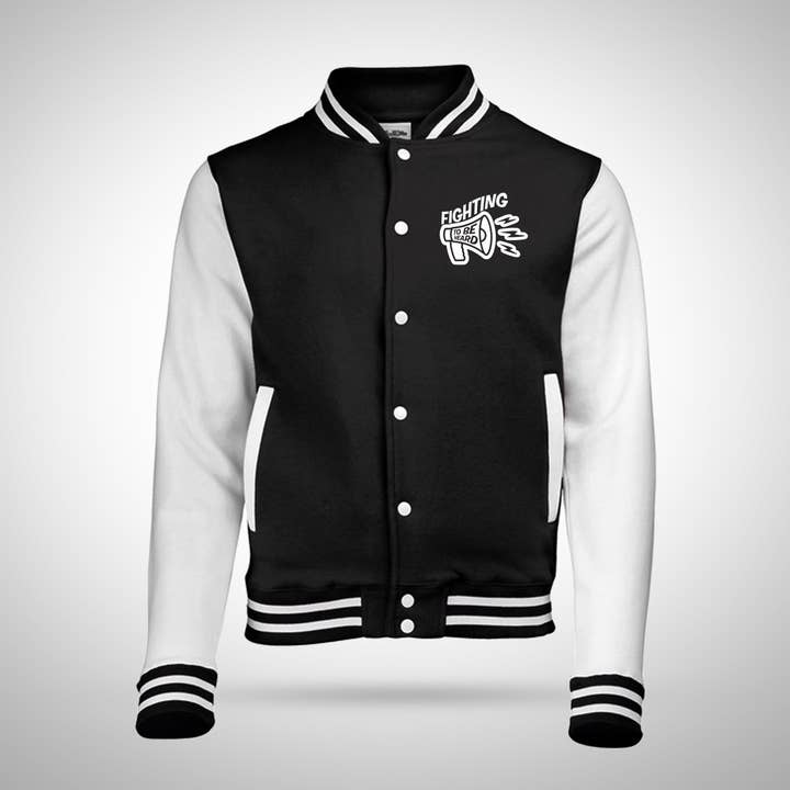 Vechten om gehoord te worden Varsity Jacket voor wholesale door Fighty Pants.
