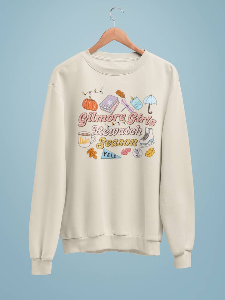 Gilmore Girls Rewatch Season Graphic Crewneck for wholesale by YellowBridge