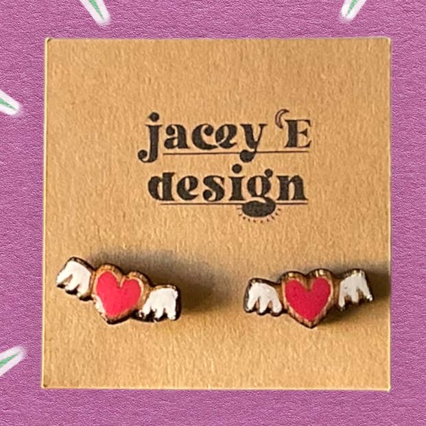 Cupid Hearts Valentine’s Dainty Painted Studs for wholesale by Jacey e Design