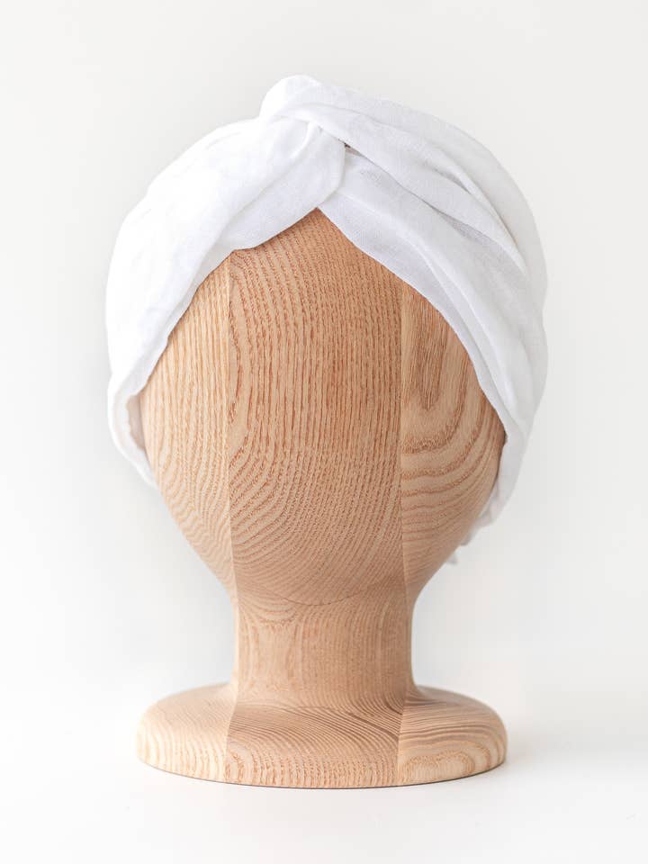 Turbante Maxi Lino Bianco per la vendita all'ingrosso da parte di Looks by Luks