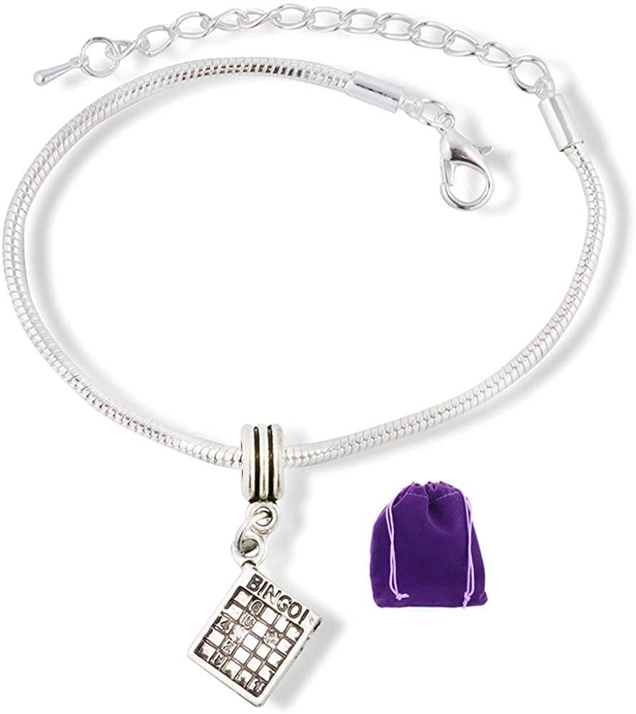 Dave The Bunny – wholesale Charm/dangle bracelet – Bingo Playing Card Snake Chain Charm Bracelet a Bingo bracelet | bingo game card jewelry a great bingo accessories to go with your new Bingo Daubers and Bingo Playing Supplies or Bingo Bags and Accessories and Bingo Dabbers as Great Bingo Gifts0