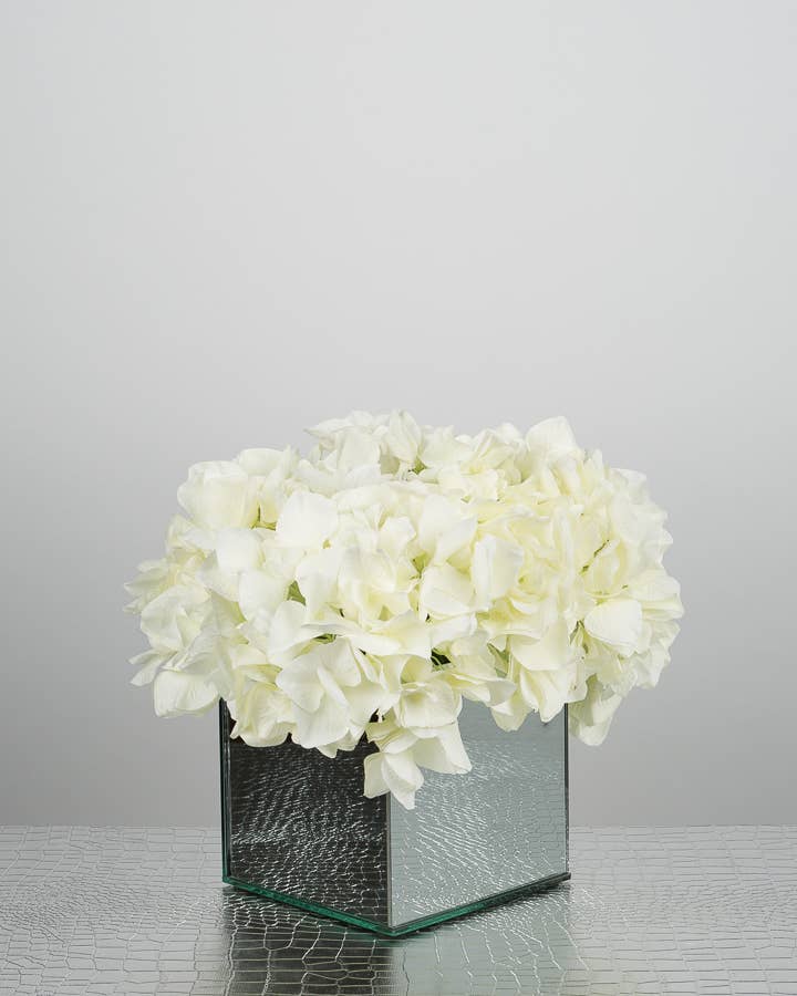 Mezu Silk Flowers – wholesale Artificial flowers – Artificial White  Med Hydrangea Short Stem3