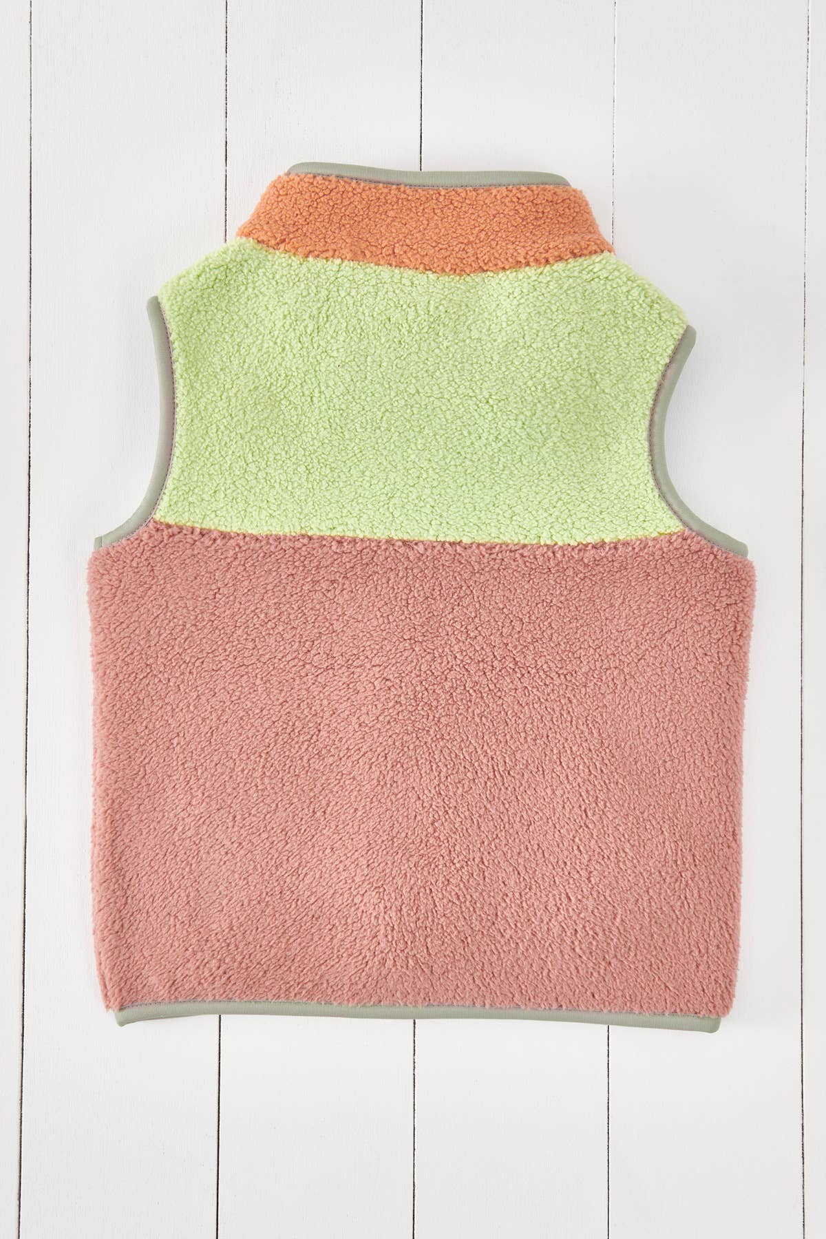 Grass & Air – wholesale Outerwear Vest - Kids – Aurora Pink Kids Borg Gilet3
