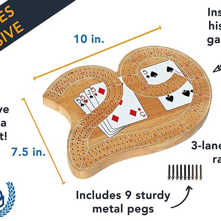 Wood Expressions - Wholesale Board Game - Classic 29 Cribbage Set - Solid Wood 3 Track Board with Pegs1