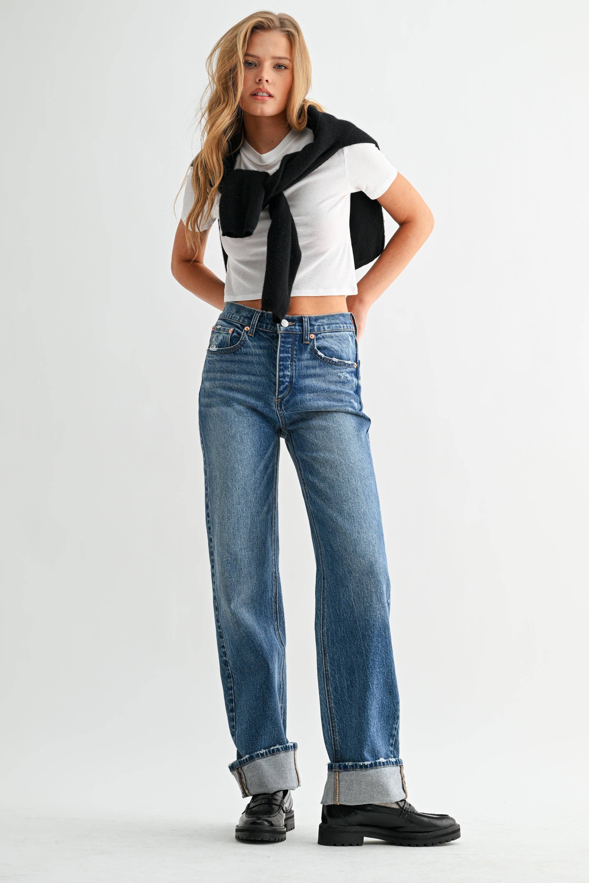 Jemina Denim - Wholesale Jeans - Women's - The Cuffed Wide Leg2