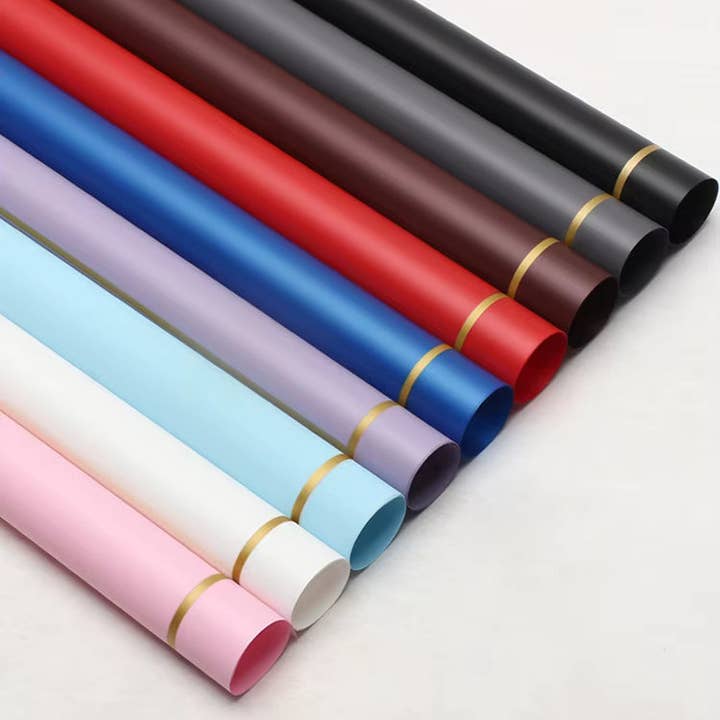 Gold Edged Simple Flower Wrapping Paper for wholesale by Elegant Design Supply