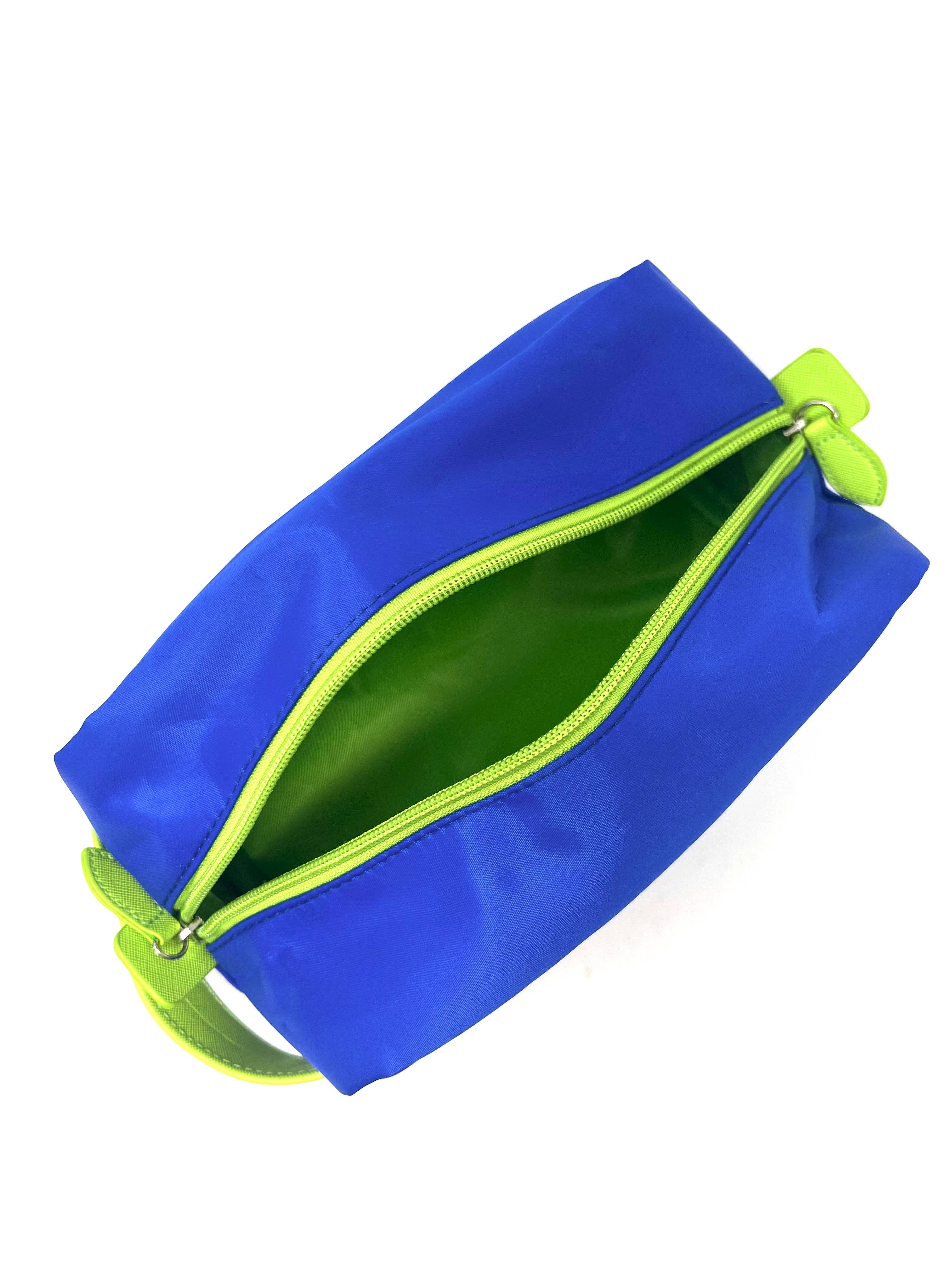 YOUZEY - Wholesale Toiletry Bag - Women's - Blue with Lime Green Accent Dopp Kit3