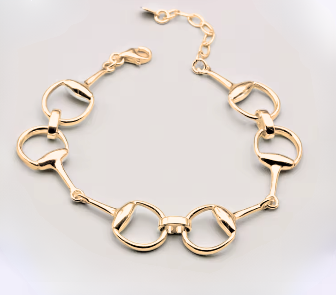 HoopLa - Wholesale Link & Chain Bracelet - Snaffle Bit Line Bracelet 14K gold or silver4