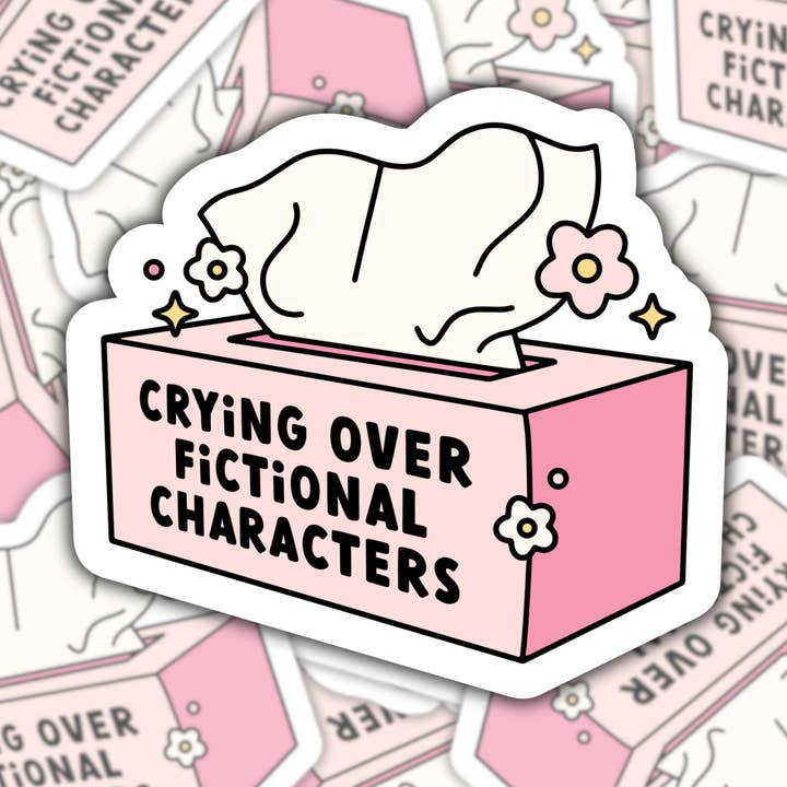 Crying Over Fictional Characters Waterproof Sticker for wholesale by Studio Fifty One