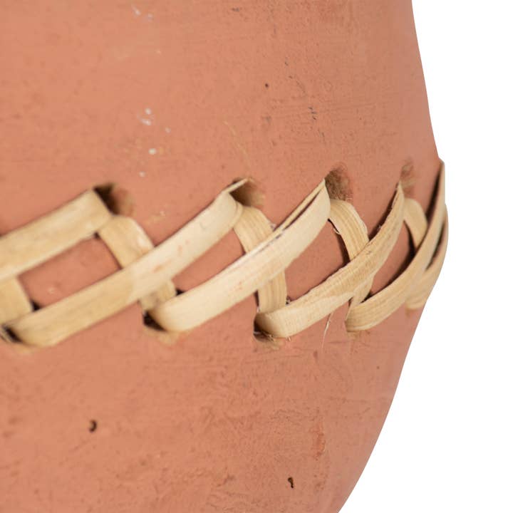 Foreside Home & Garden - Wholesale Plant Pot - SALE - Mesa Terracotta & Cane Weave Garden Planter Pot