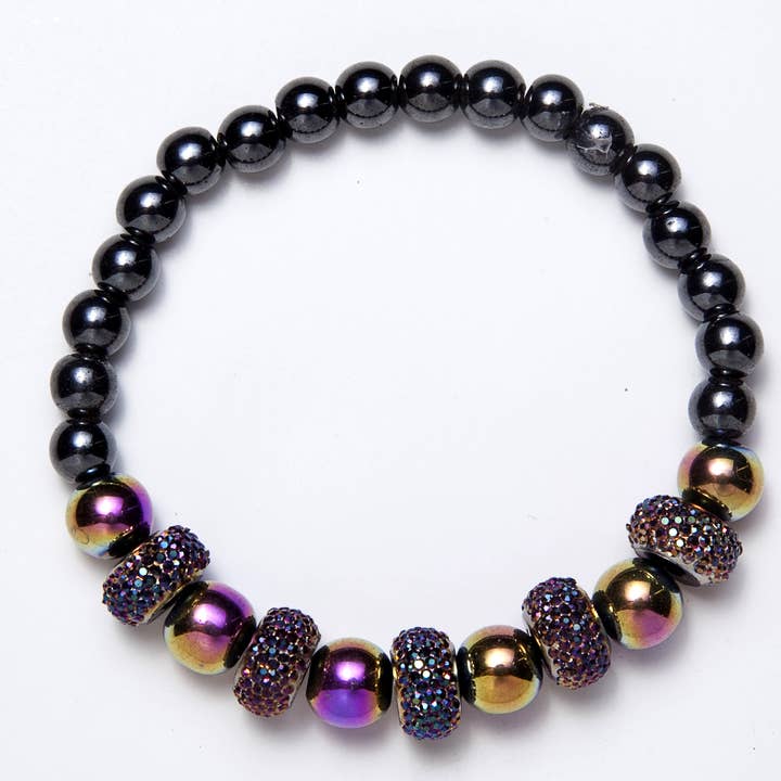 Purple & Gold Beads Magnetic Bracelet for wholesale by Magnehealth