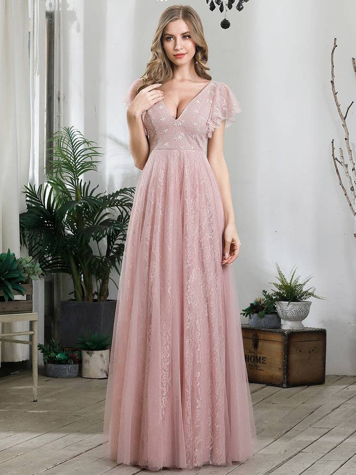 Ever-Pretty - Vente Robe de soirée – femme - Robe longue en maille à col en V3