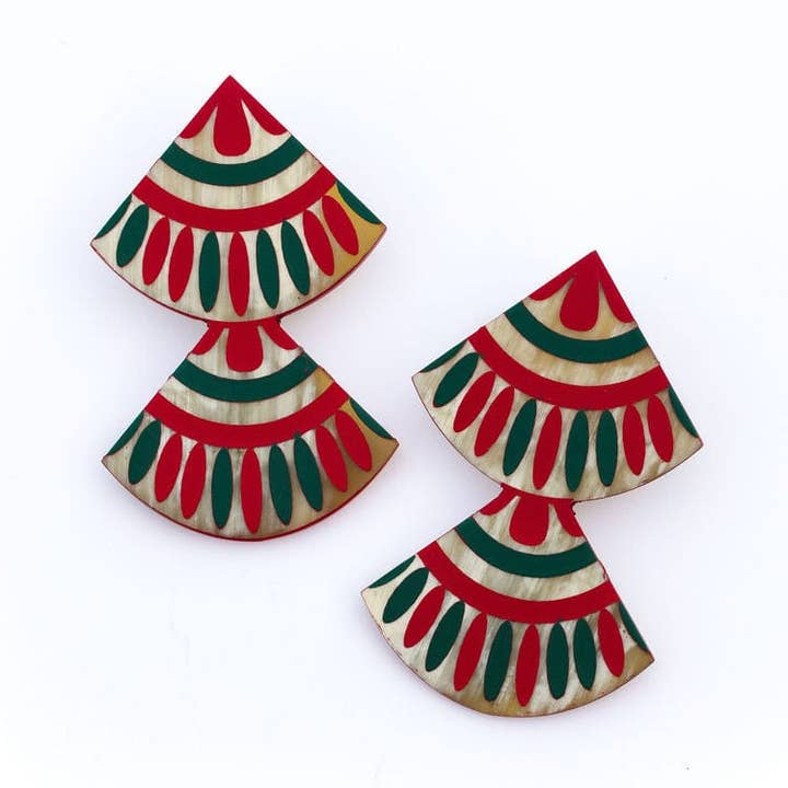 Sunshine Tienda - Wholesale Dangle Earrings - Navidad Double Tile Earring0
