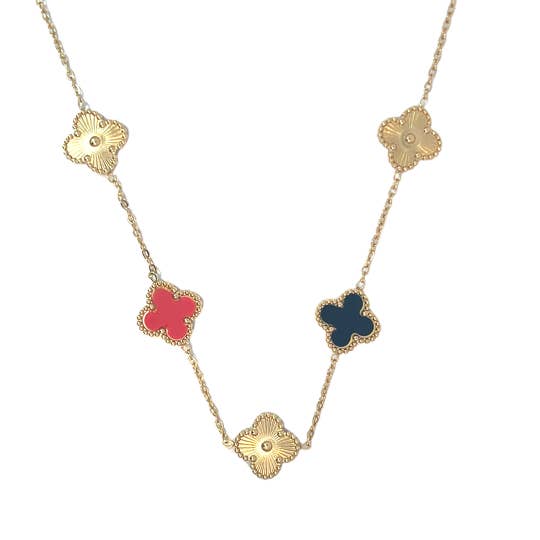Fyrklöverhalsband i flera färger, 18K guldpläterat för wholesale av Byzantium Collection Ltd