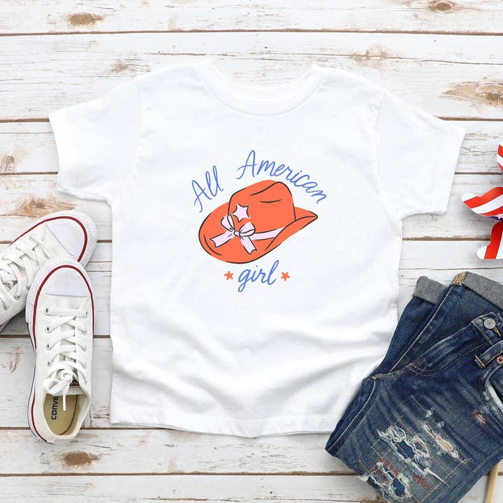 All American Girl Hat | Youth Graphic Short Sleeve Tee for wholesale by Olive And Ivory Wholesale