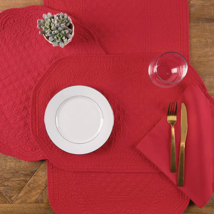 C&F Home - Wholesale Placemat - Solid Red Round Placemat